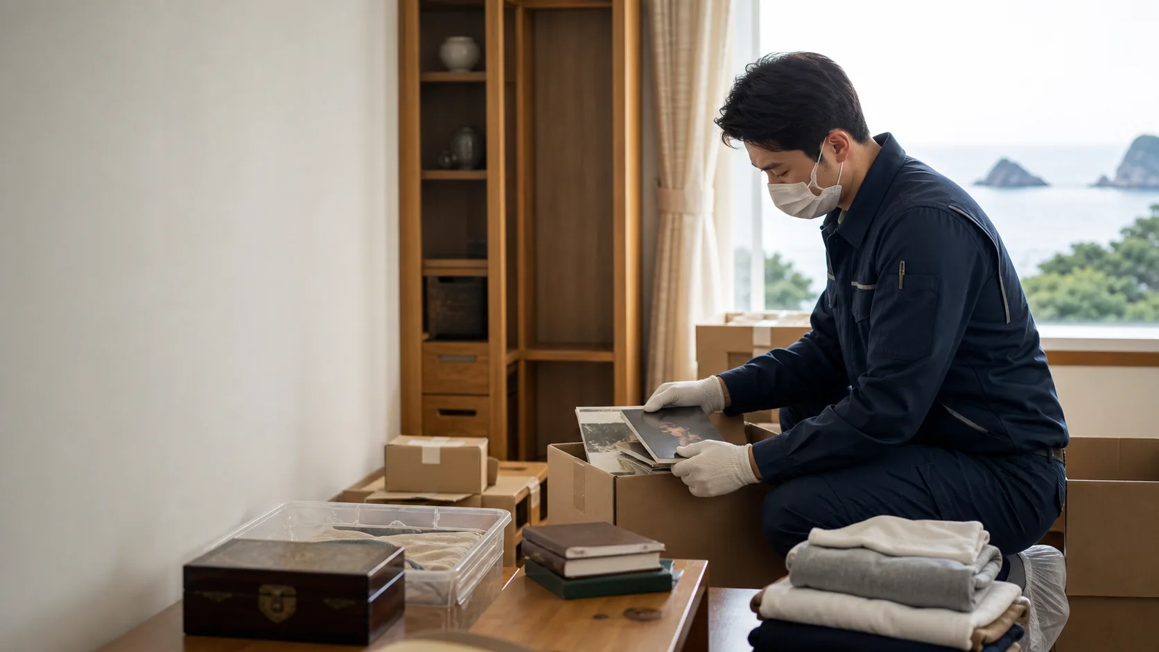 경상북도 울릉군 유품정리 상담 안내를 위한 AI 생성 작업 이미지